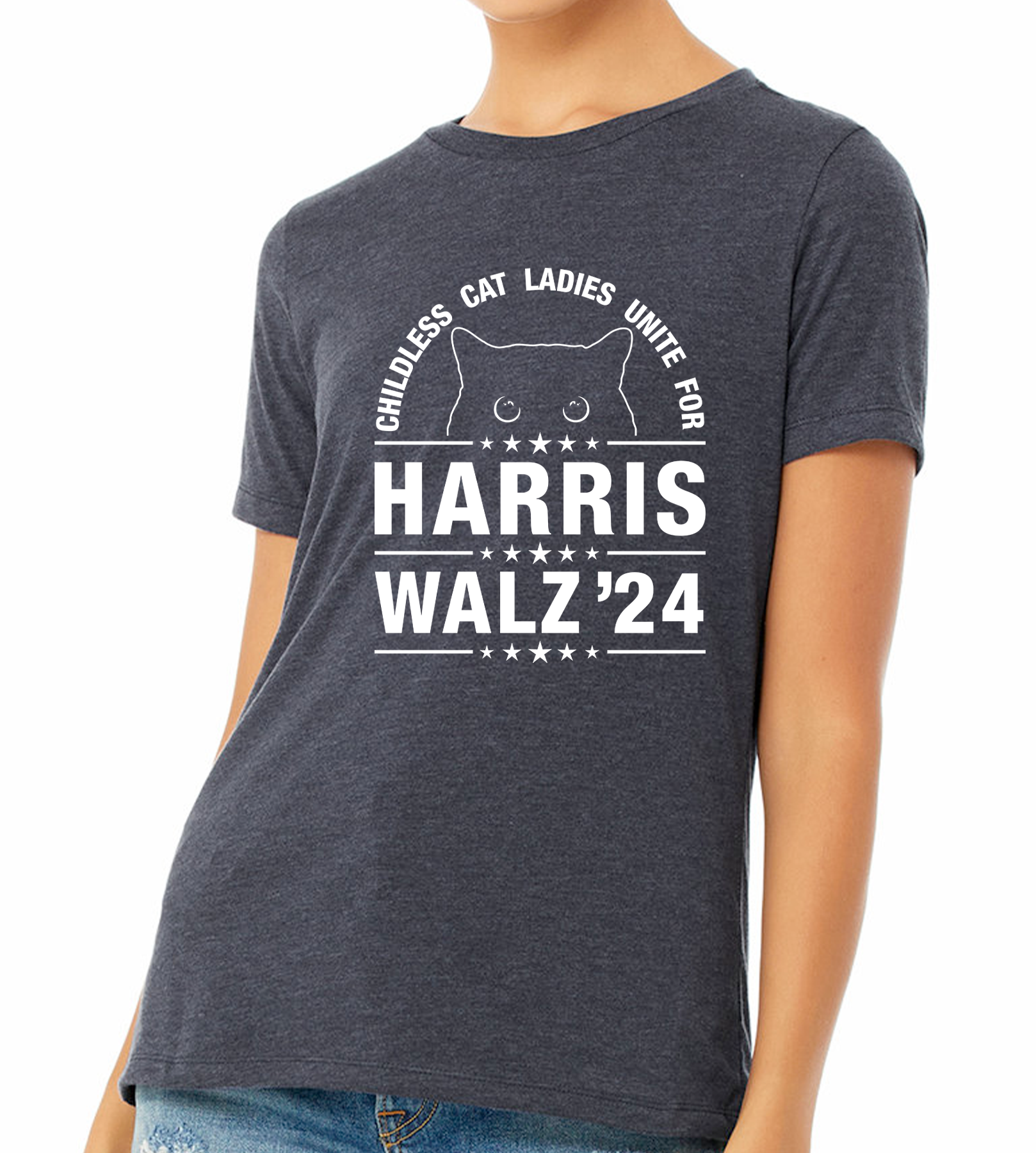 HARRIS / WALZ "CHILDLESS CAT LADIES UNITE FOR" LADIES RELAXED TEE
