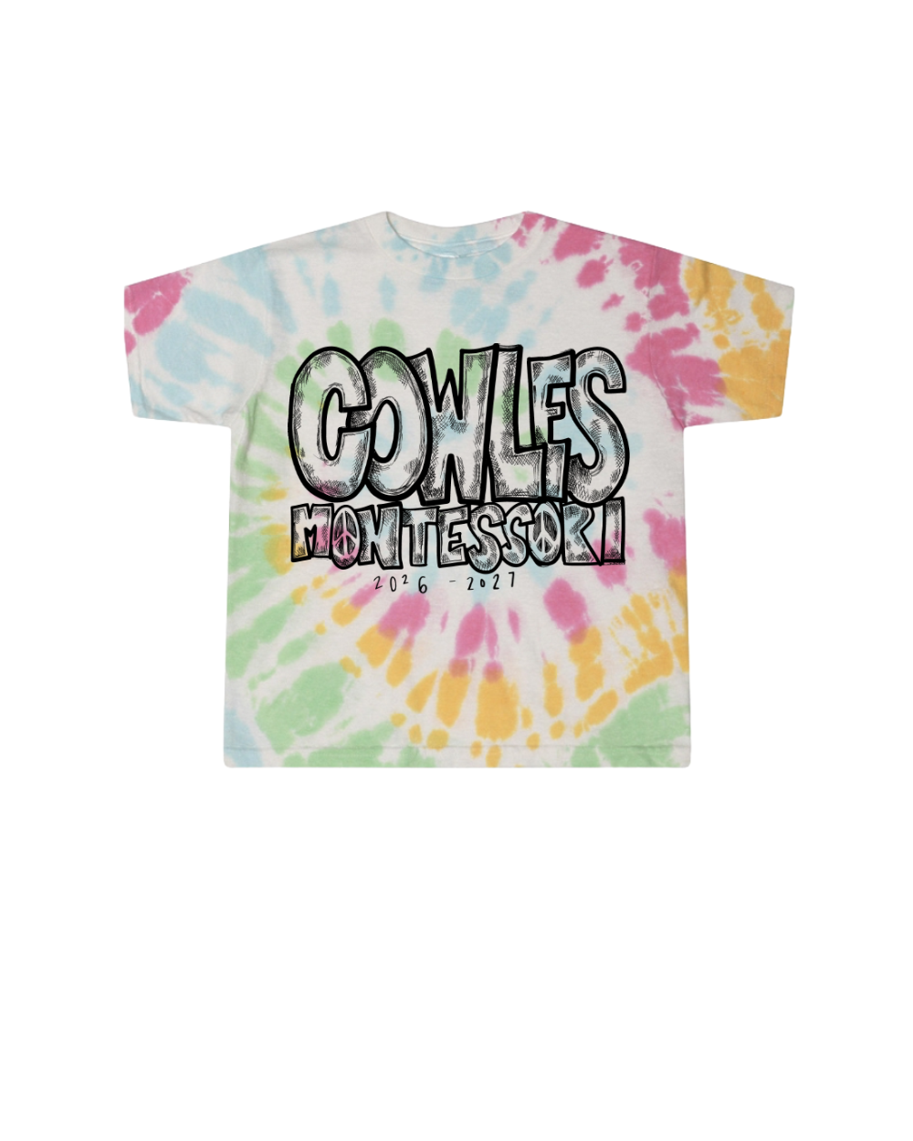 "COWLES MONTESSORI / PEACE-CROSSHATCH-TIE DIE" Colortone Toddler Tie-Dyed T-Shirt - 1160