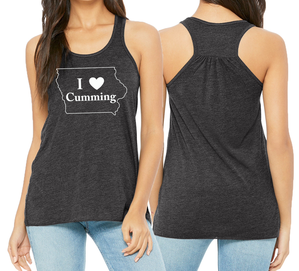I "Heart" Cumming Ladies' Flowy Racerback Tank