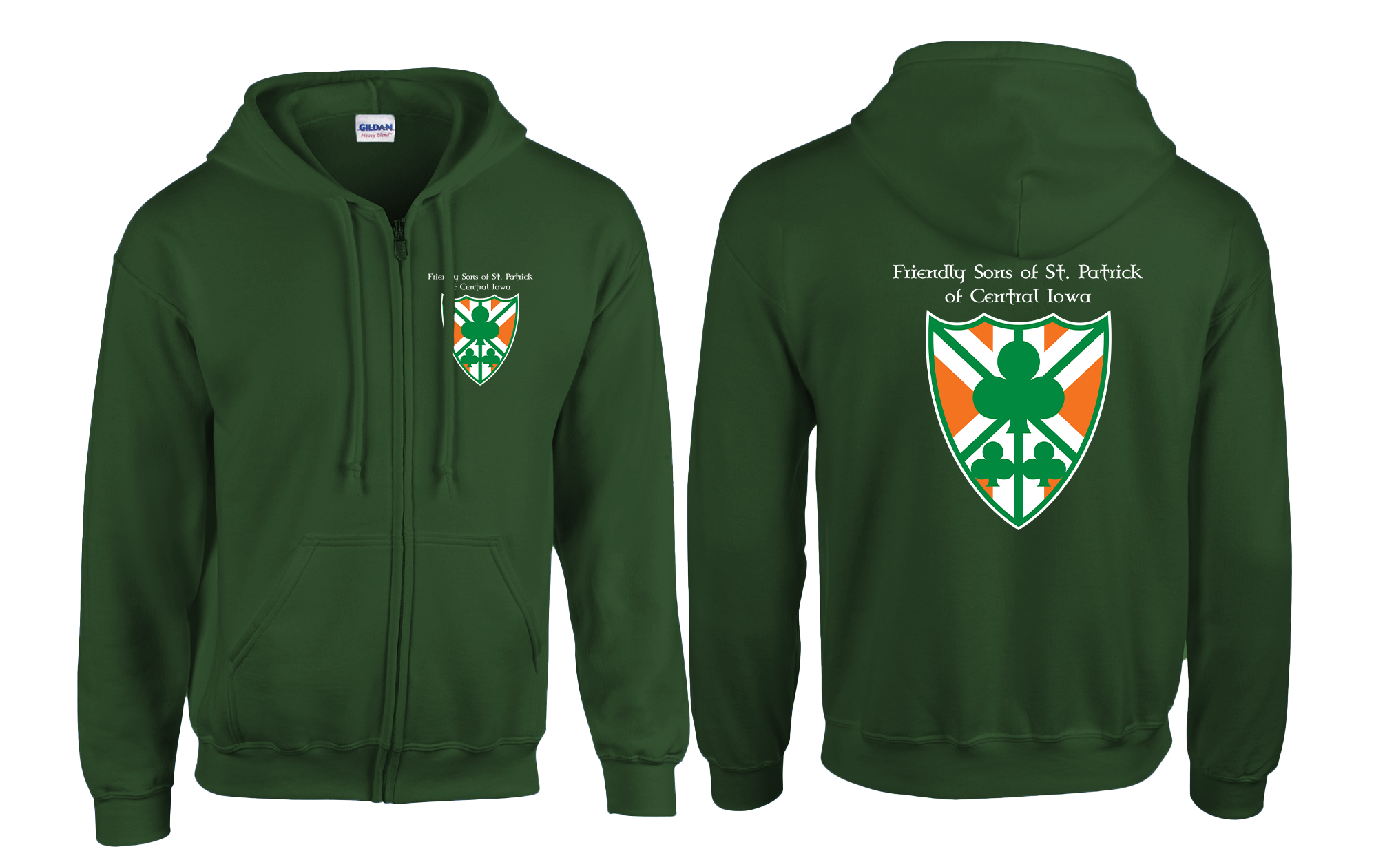 "FRIENDLY SONS OF ST. PATRICK" Gildan Adult Heavy Blend Full-Zip Hooded Sweatshirt