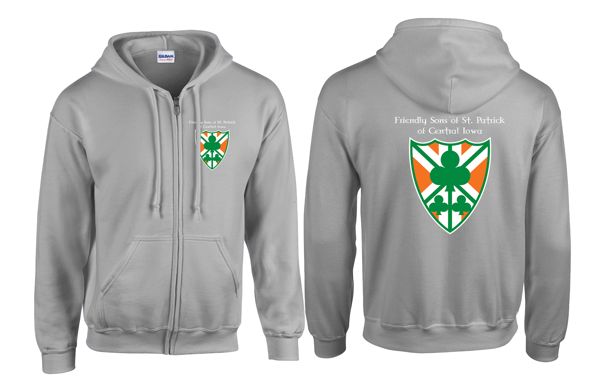"FRIENDLY SONS OF ST. PATRICK" Gildan Adult Heavy Blend Full-Zip Hooded Sweatshirt