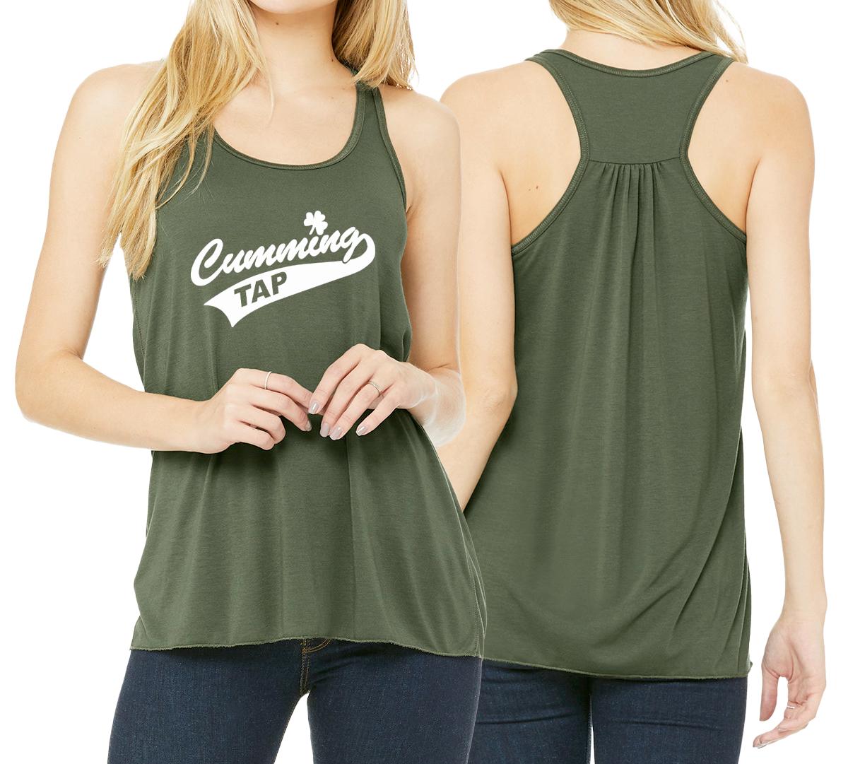 Cumming Tap Ladies' Flowy Racerback Tank