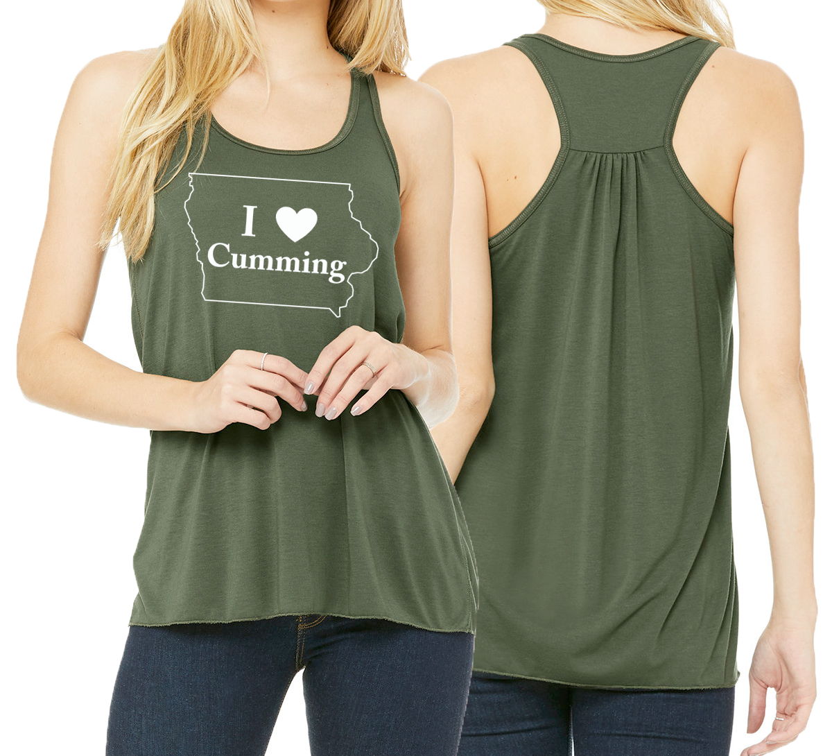I "Heart" Cumming Ladies' Flowy Racerback Tank