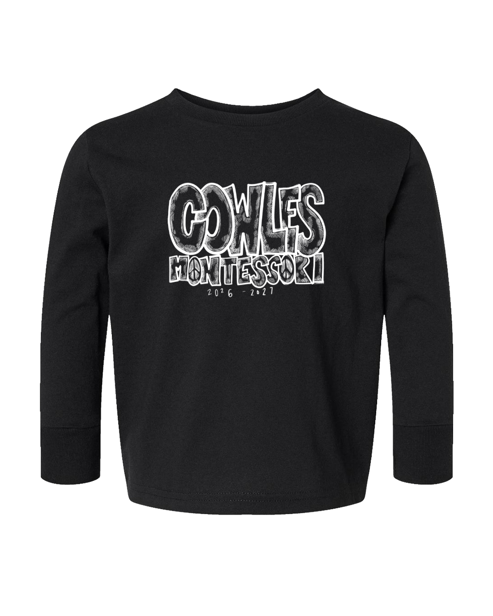 "COWLES MONTESSORI / PEACE-CROSSHATCH" Rabbit Skins Toddler Fine Jersey Long Sleeve Tee - 3302