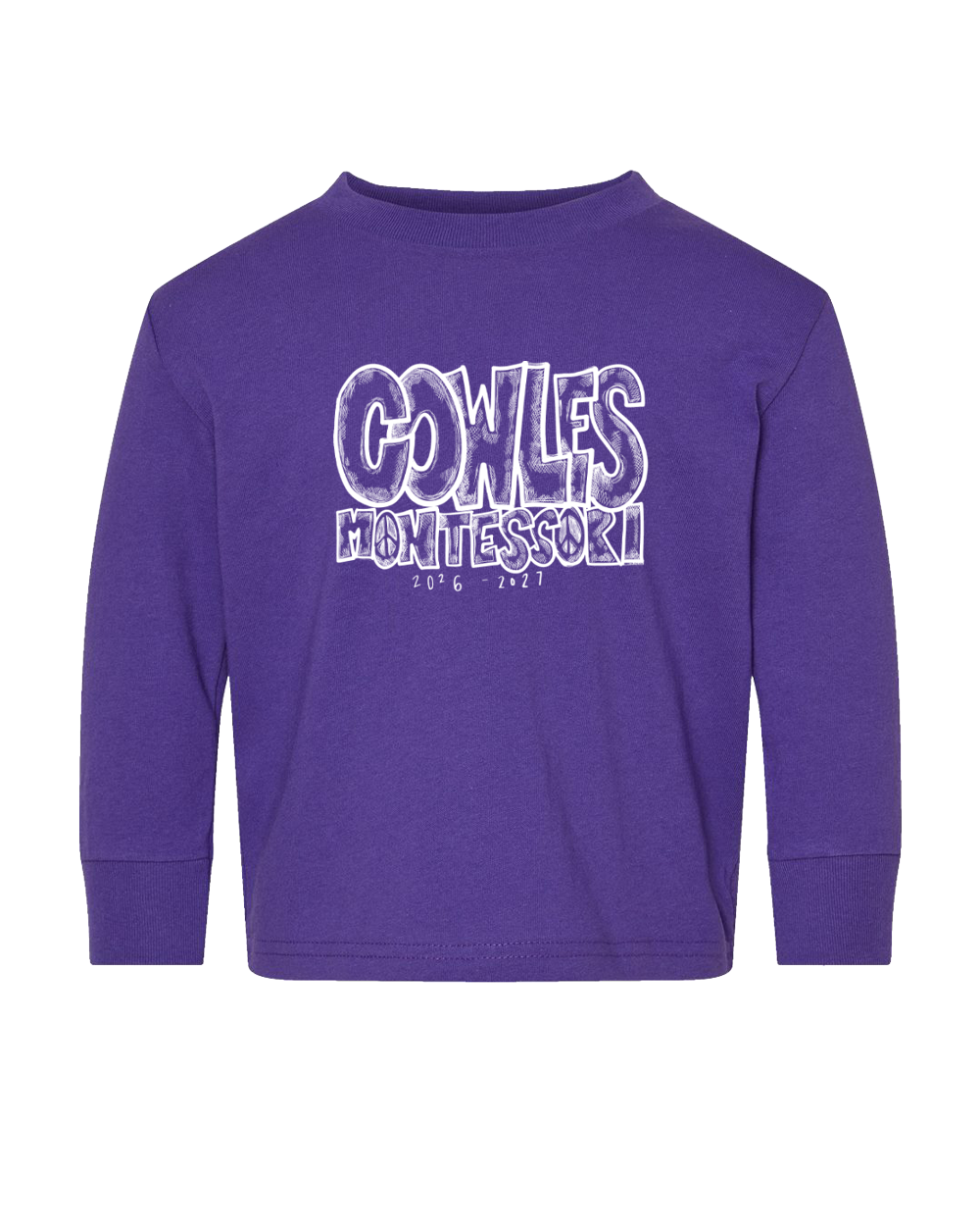 "COWLES MONTESSORI / PEACE-CROSSHATCH" Rabbit Skins Toddler Fine Jersey Long Sleeve Tee - 3302