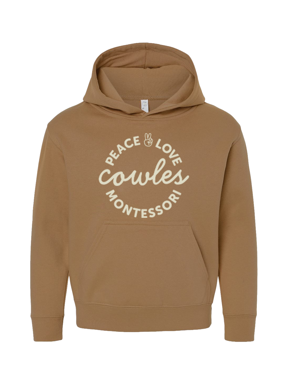 "COWLES MONTESSORI / PEACE-LOVE-CIRCLE" Rabbit Skins Toddler Pullover Fleece Hoodie - 3326