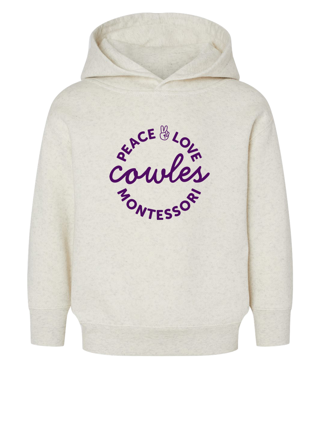 "COWLES MONTESSORI / PEACE-LOVE-CIRCLE" Rabbit Skins Toddler Pullover Fleece Hoodie - 3326